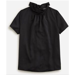 J. Crew Short-Sleeve Tie-Neck Top in Everyday Crepe